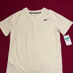 Nike Cream Short Sleeve Top with Black Logo